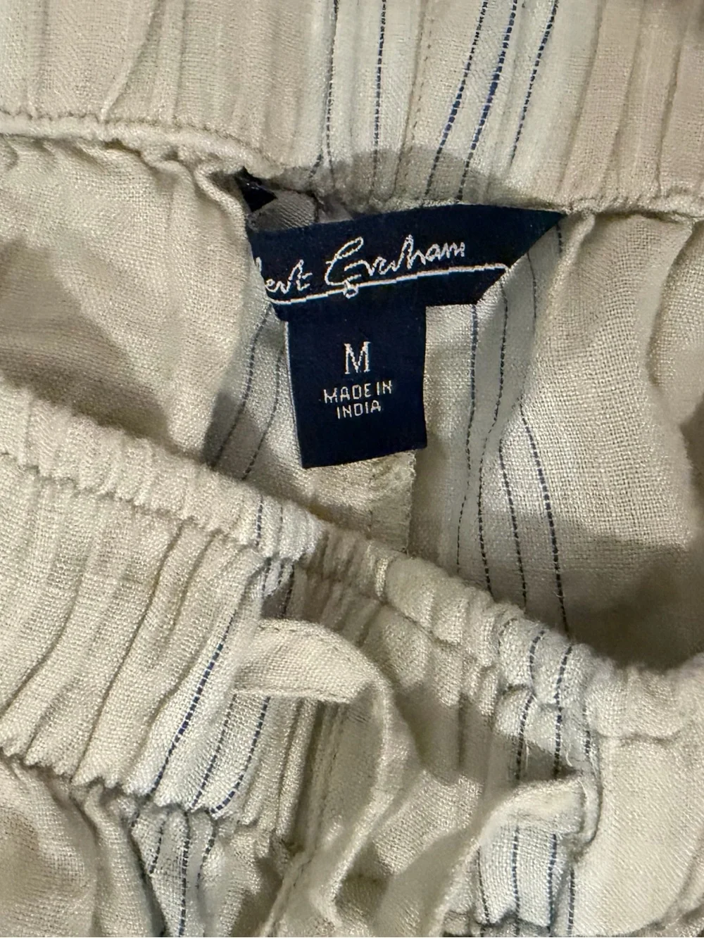 Robert graham linen Lounge Pants - Light cream/Sage w. Blue stripes